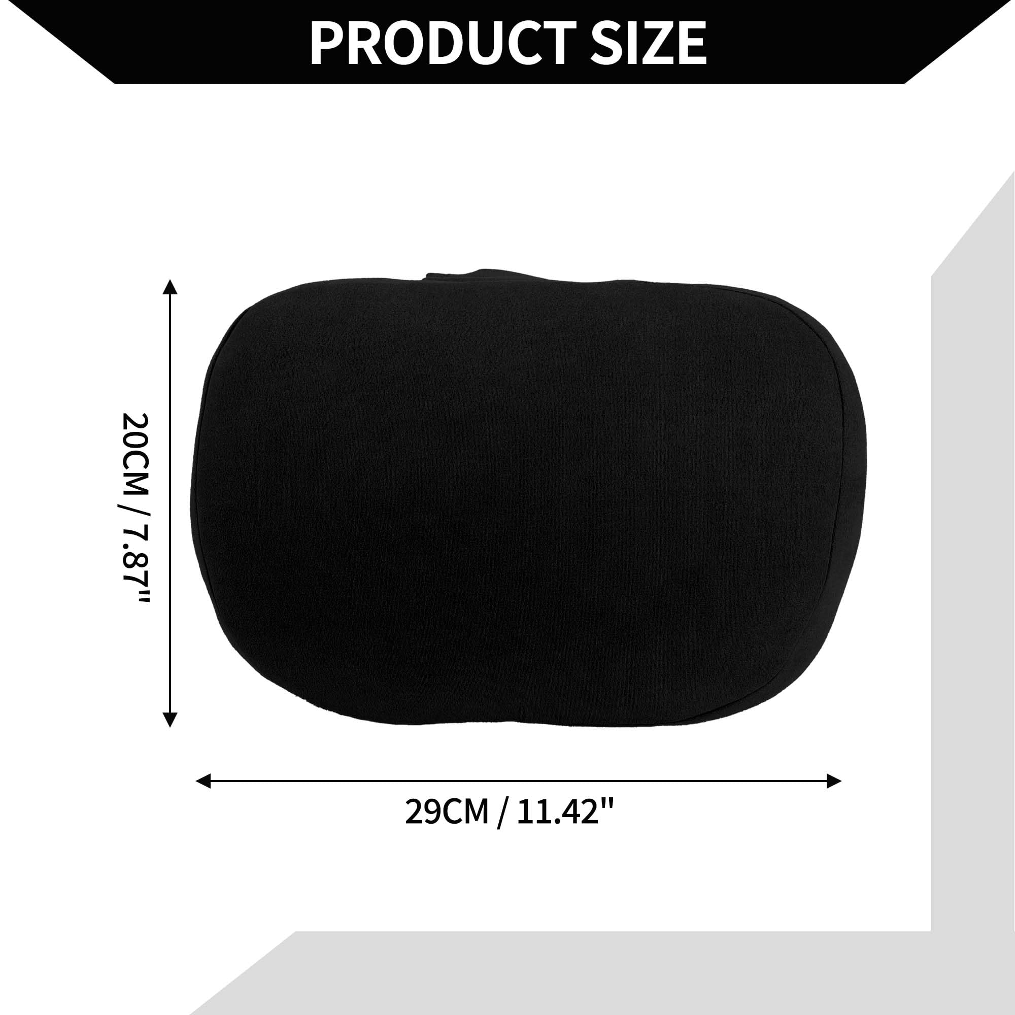 Cojín De Cuello para Coche Almohada Reposacabezas para Coche para Cuello Y Espalda Espuma Viscoelástica Transpirable De Gamuza 1 Pc Negro