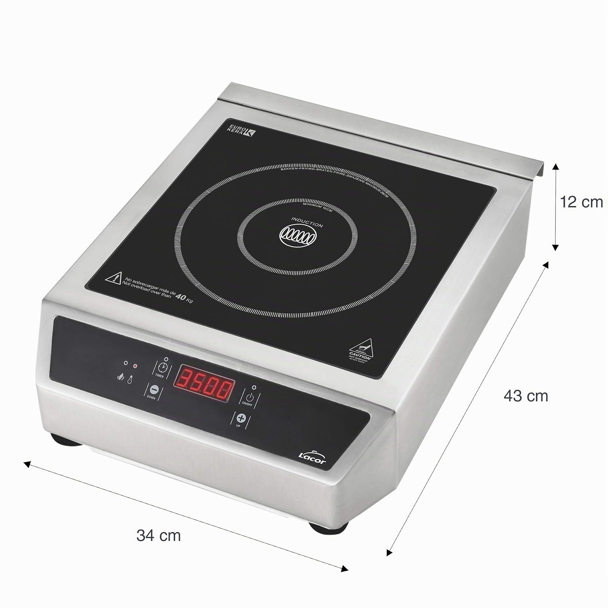 Lacor 69132 – Portable Induction Fork, Glass Surface, Control | Durable professional utensil; designed for optimum performance and quick and easy cleaning in the dishwasher