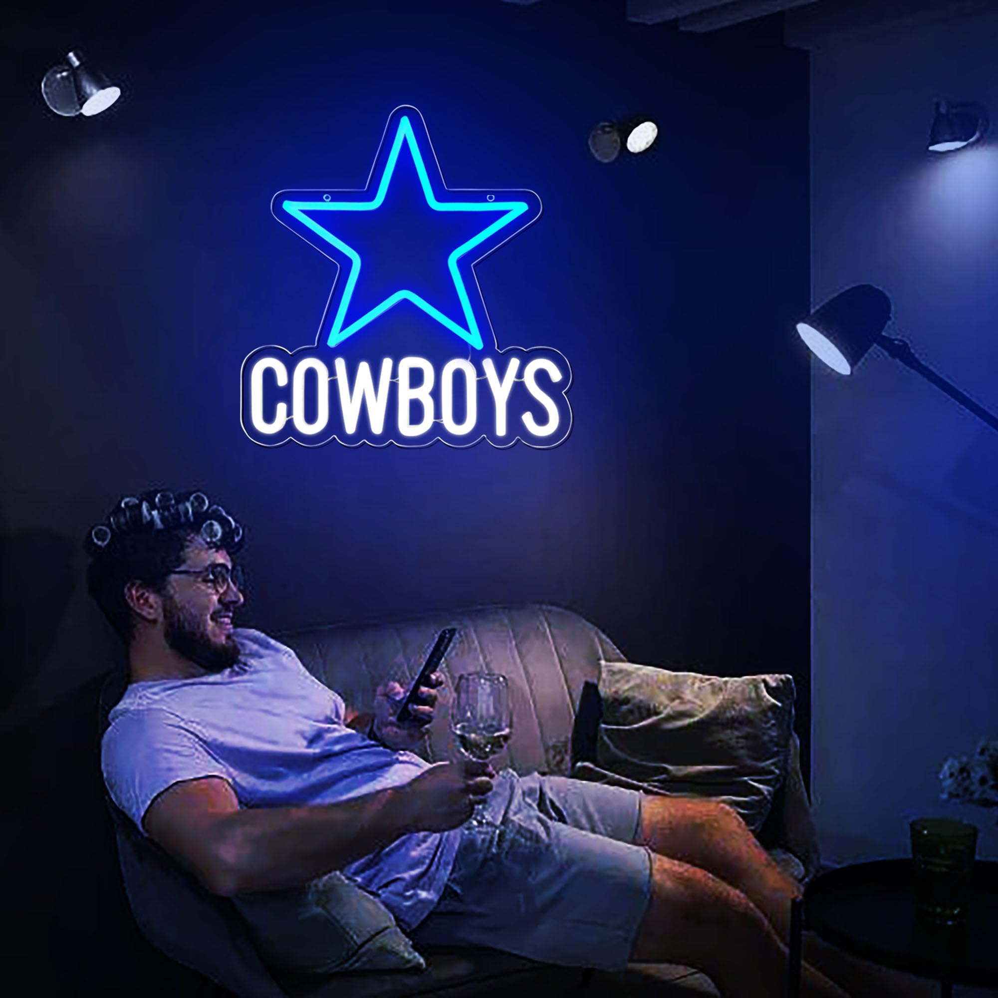 Insegna al neon per decorazione da parete a forma di pallone da calcio, per uomo, grotta, regalo di compleanno per uomini, con dimmerabile, per bar, dormitorio, feste, sala giochi, camera da letto