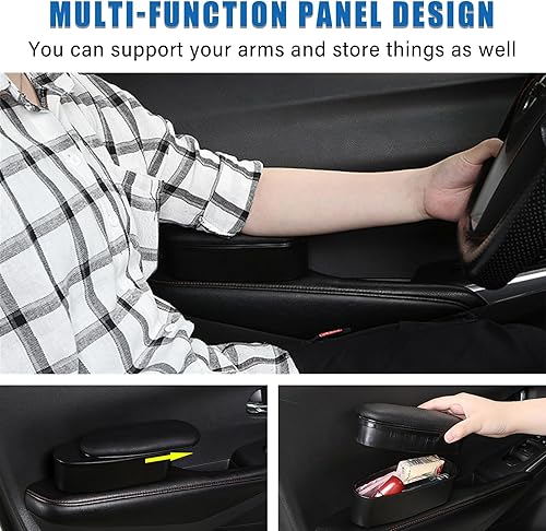 Miniatura 5 de Ziciner Funda de soporte para reposabrazos de automóvil, almohada universal de cuero para reposabrazos de puerta lateral de automóvil, alivia la