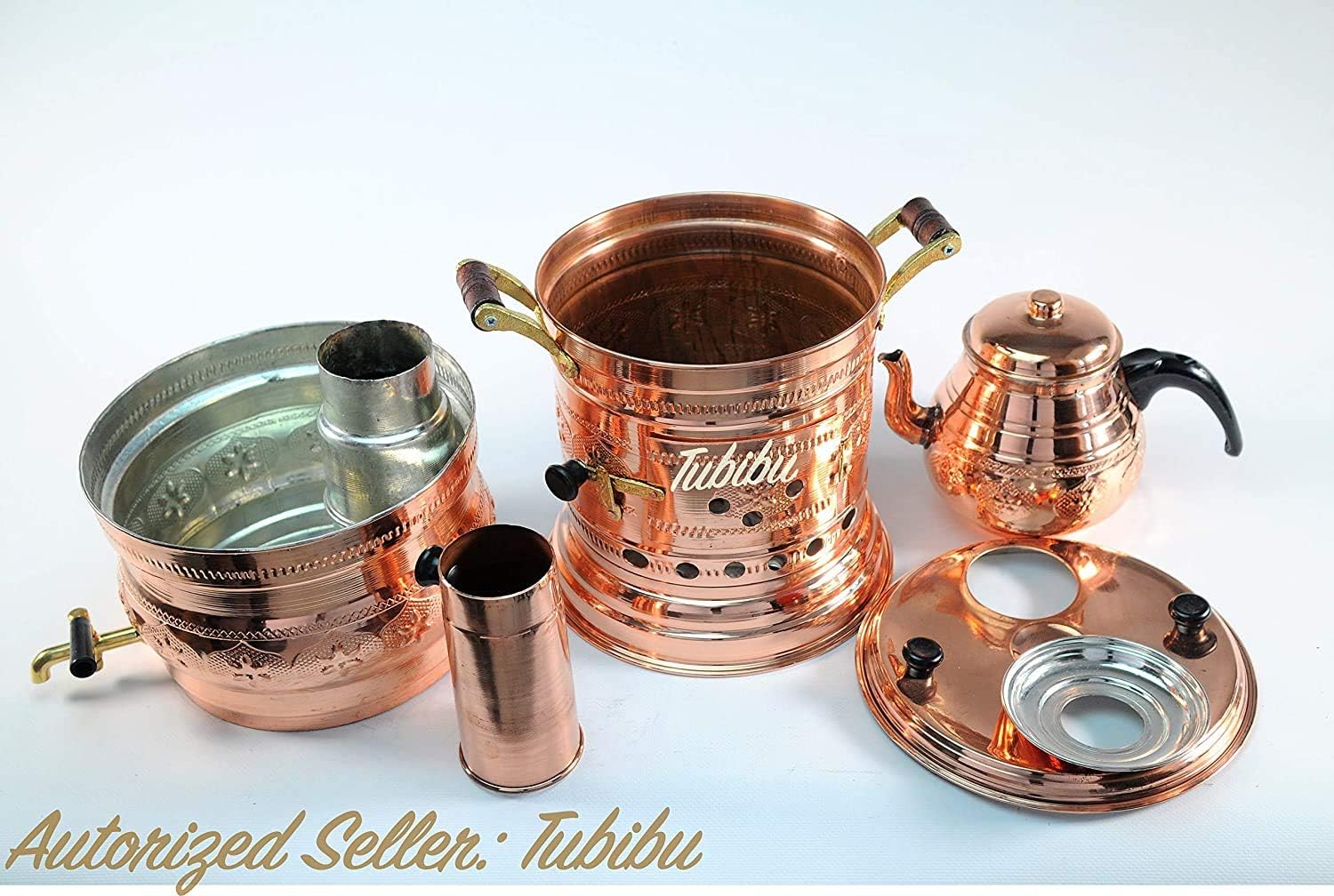 Tubibu Handmade Copper Charcoal Samovar Tea Pot Set