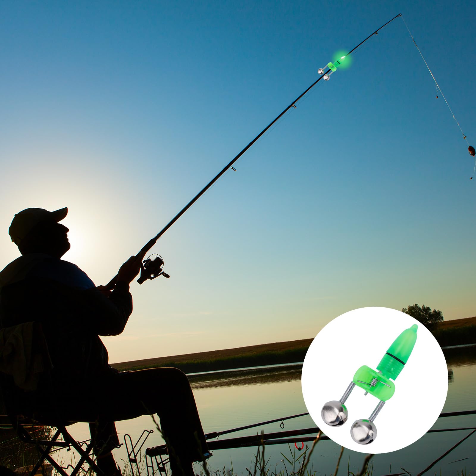 Juego de 25 Cascabeles de Pesca con Luces LED, Cascabeles Clip Caña Doble Alarma Súper Fuerte para Pesca Nocturna/Hielo/Bagre