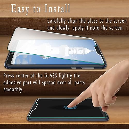 Miniatura 4 de HPTech Paquete de 2 protectores de pantalla compatibles con Motorola Moto G7 Power, G7 Supra, G7 Optimo Maxx vidrio templado, antiarañazos, sin