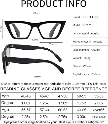 Miniatura 5 de OCCI CHIARI Anteojos de lectura anchos para mujer con bisagra de resorte