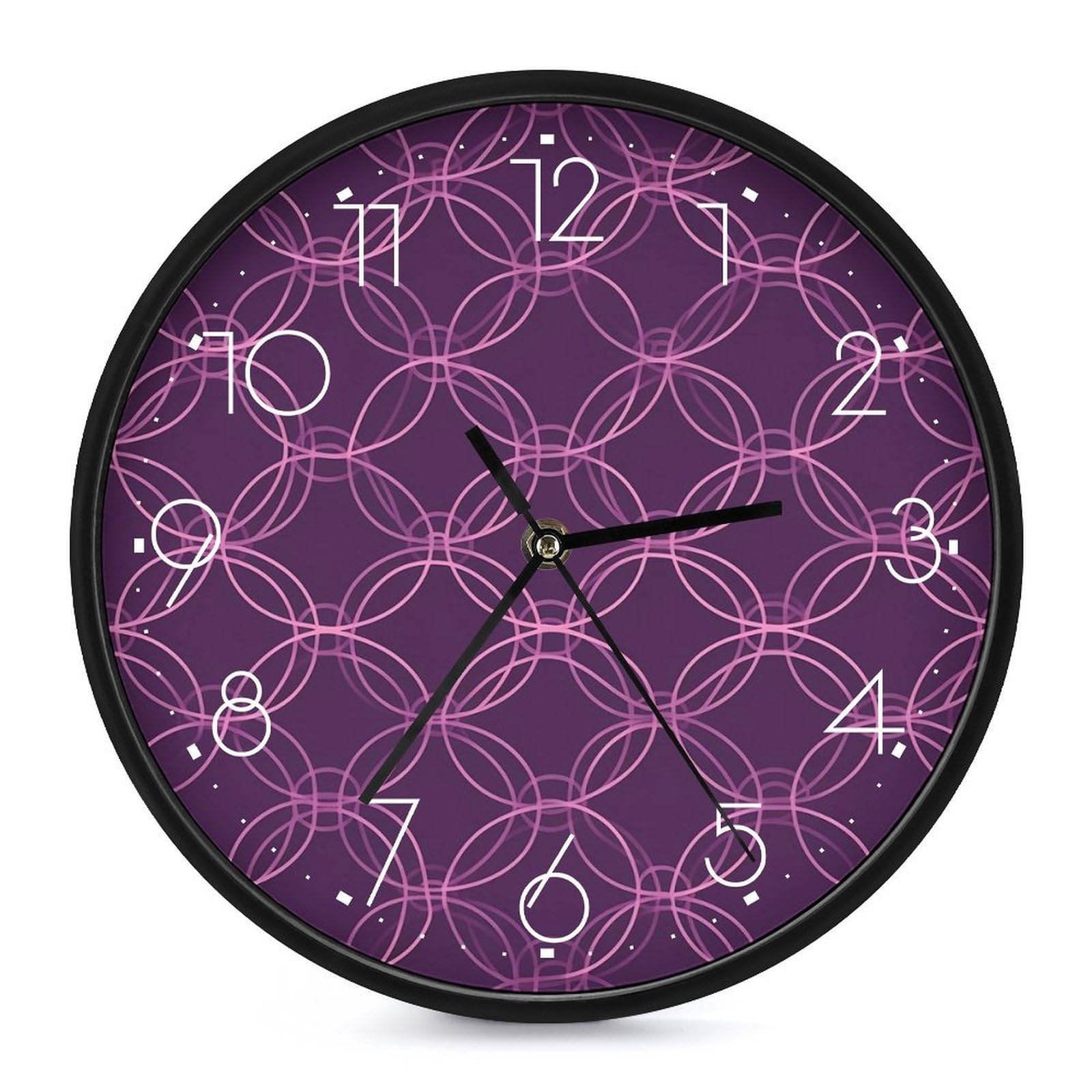 XOPEKVLAWM Wall Clock 10 Inch Non-Ticking Silent Modern Simple Style Round Decor Clocks With Purple Circle Clock Decorative Battery Operated Wall Clocks for Home Office Living Room Bedroom Kitchen