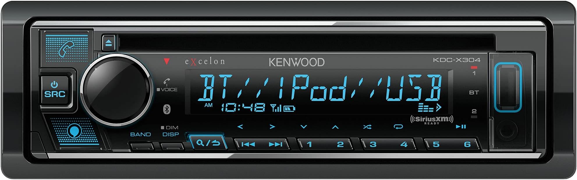 KDC-X304 eXcelon CD Car Stereo Receiver w/Bluetooth Hands Free Calling, AM/FM Radio, USB, Amazon Alexa Built Ready, Variable Color Illumination