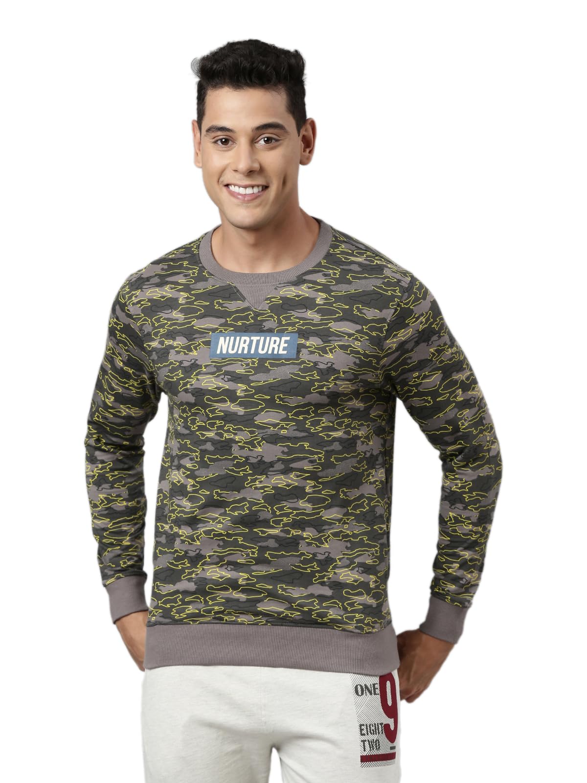 Dixcy Scott Originals Printed with Crew Neck Full Sleeves Sweatshirt for Men - Dune Sweat (Pack of 1)-picture-10