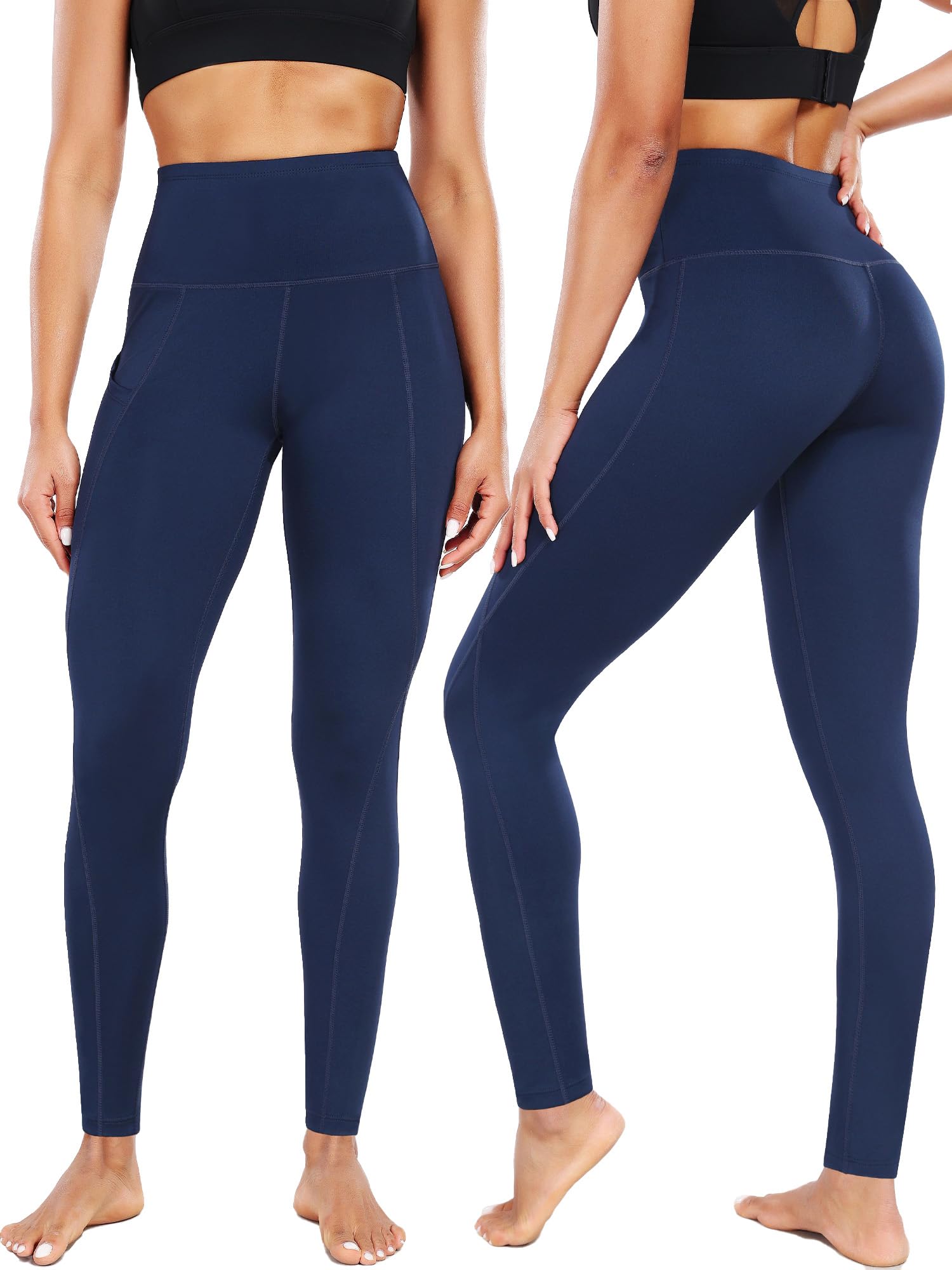 Neleus Tummy Yogahose für Damen, hohe Taille, mit Tasche