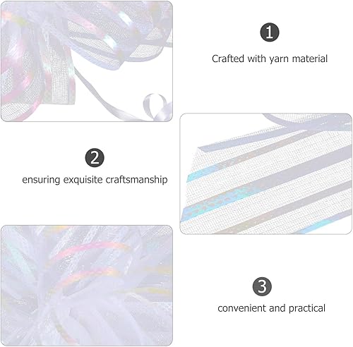 Miniatura 6 de EXCEART 20 lazos de regalo de organza grandes para envolver regalos, cinta blanca para Navidad, vacaciones, cumpleaños, boda, regalo, floristería,