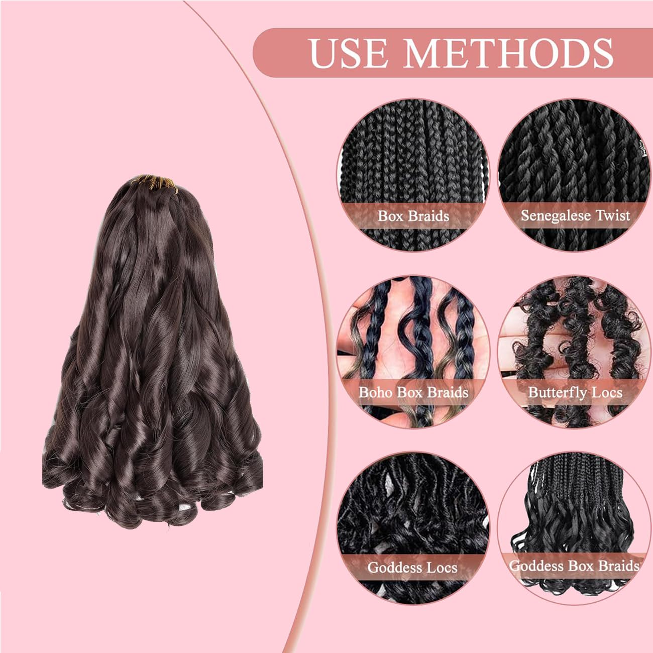 French Curl Braiding Hair 12 Inch 8 Packs Pre Stretched Loose Wave Bouncy Braiding Hair Spanish Curly Ends Synthetic Hair Extensions for Braiding(4#) - Image 4