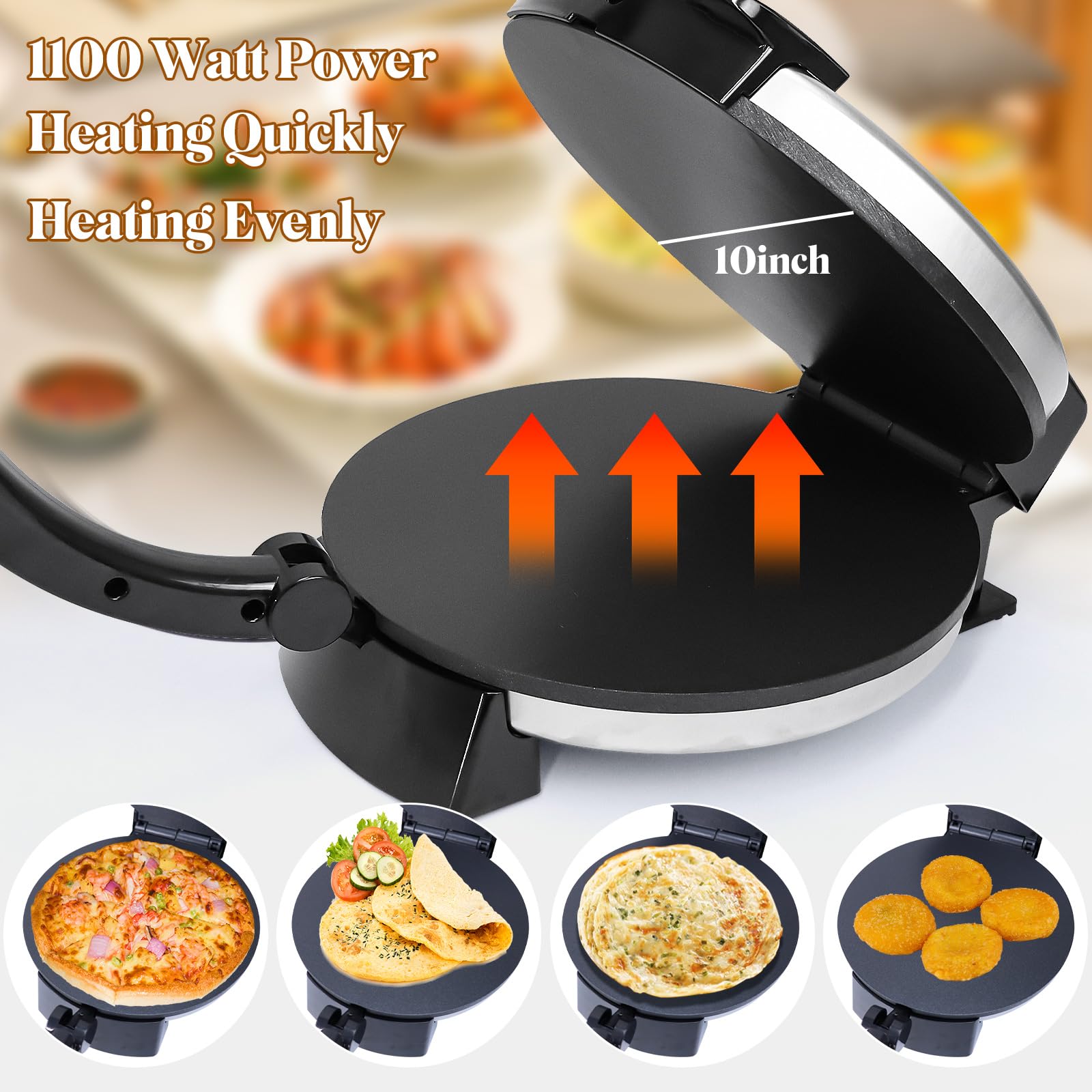 Non-stick Chapati Maker 10 Inch Electric Roti & Tortilla Maker Machine ...