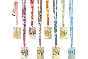 Hall Pass Lanyards for Teachers - Colorful, Travel World Theme