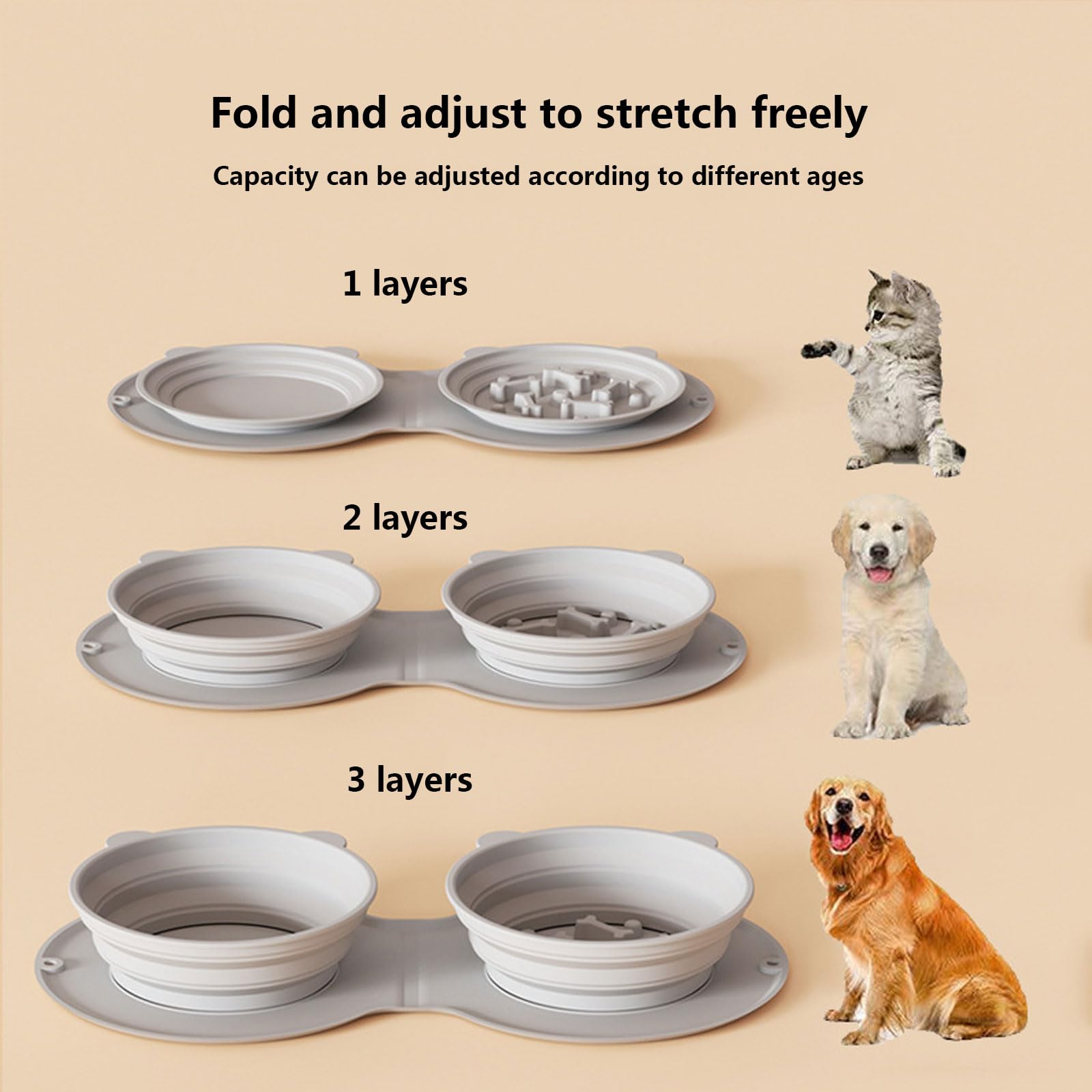 Katzenschüssel und Hundeschüssel, Hunde- und Katzennäpfe, Slow Feeder, Haustiernäpfe, Anti-Erstickungsschutz, Doppel-Futternäpfe, Futter- Wasserfütterungsset for kleine Hunde Katzen