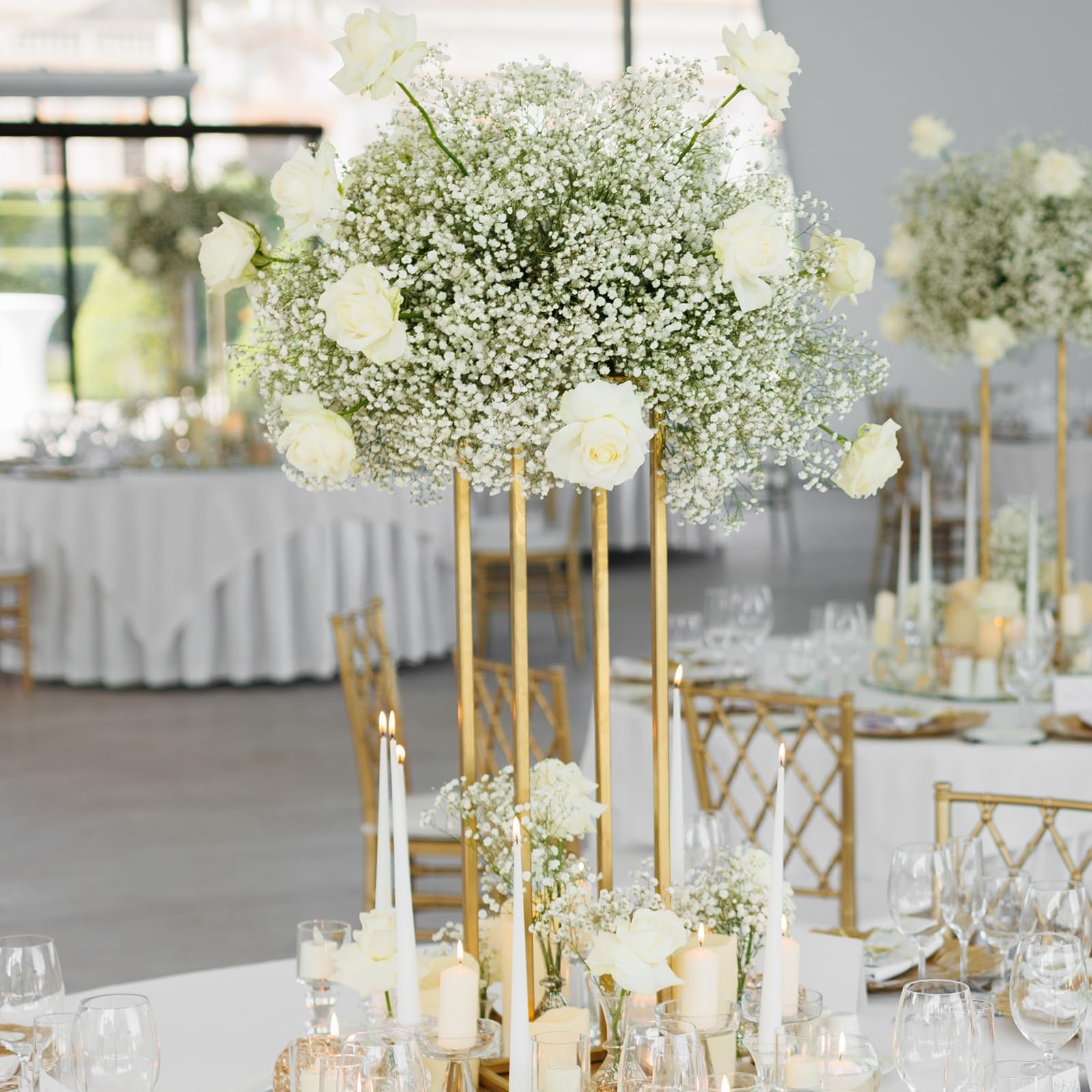 DBCMEW 25pcs Artificial Flowers, White Gypsophila Babys Breath Faux Flowers, 35cm/13.78in Long - Image 4