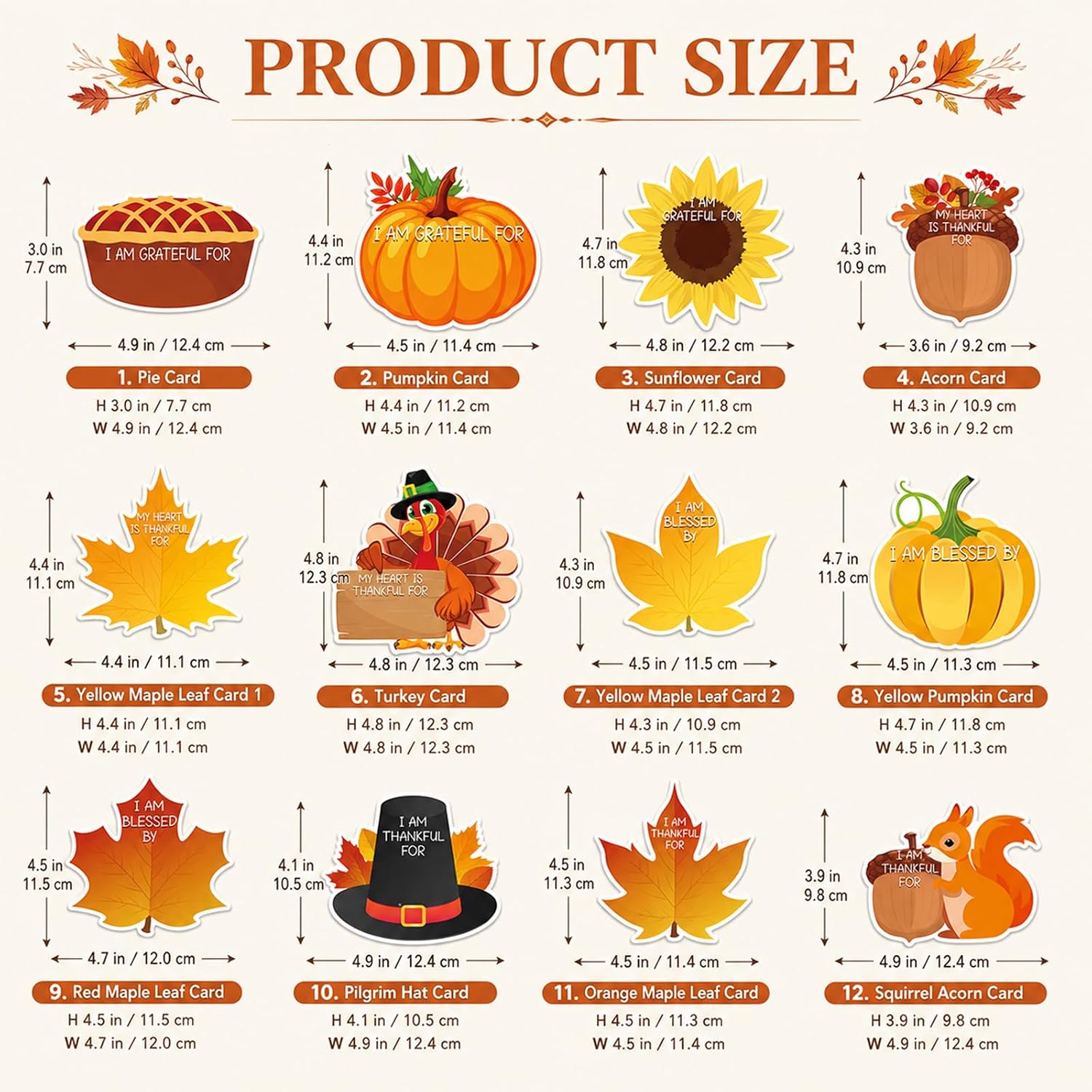 120 Pcs Thanksgiving Table Place Cards I Am Thankful for Leaf Paper Cutouts