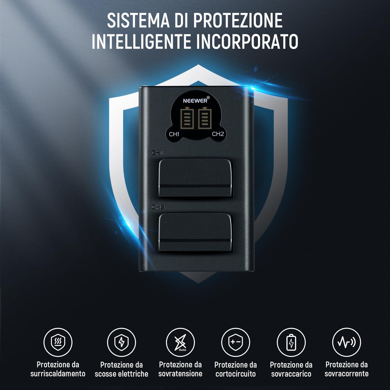 NEEWER EN-EL25 Batteria di ricambio e caricatore USB, confezione da 2 batterie da 1350 mAh e caricatore USB a doppio canale, compatibile con Nikon Z30 Z50 ZFC 4241 EN-EL25 della fotocamera