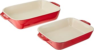 Staub 40508-627 Ceramics Rectangular Baking Dish Set, 2-Piece, Cherry