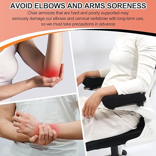 Miniatura 7 de Almohadillas mejoradas para reposabrazos de silla de oficina con gel de enfriamiento, almohadillas ergonómicas de espuma viscoelástica para silla de
