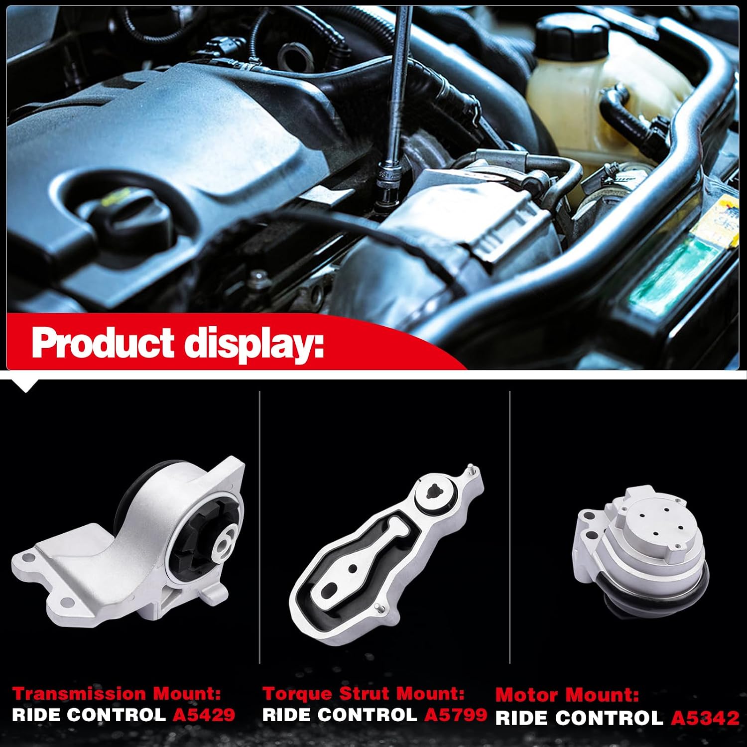 Engine Motor and Transmission Mount Kit Compatible with Flex 2013-2019 3.5L