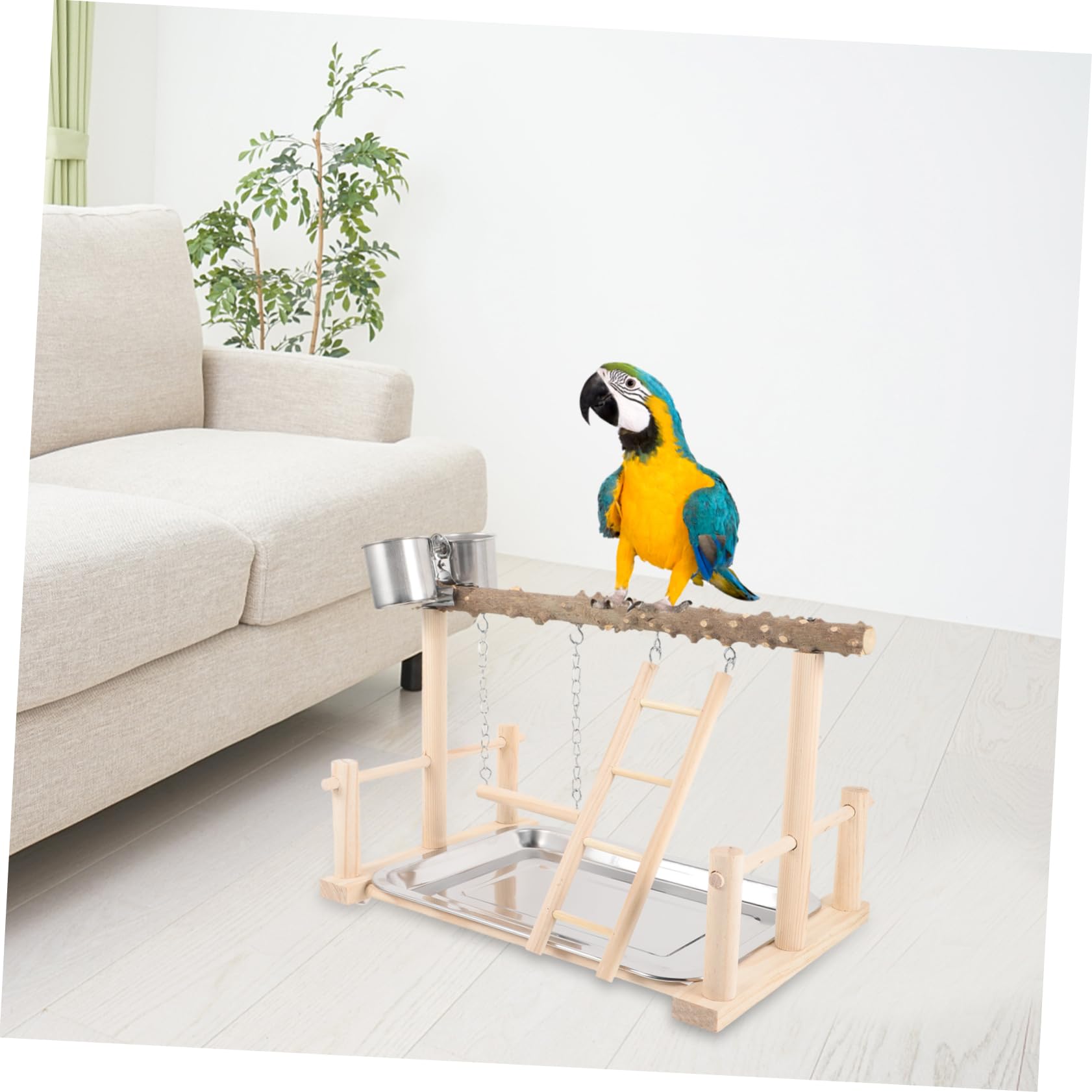 Naturholz Vogelsitzstange Mit Futternapf Für Papageien Vogelkäfigständer Holz Papageienständer Vogel Spielplatz Vogelzubehör Vogelkäfigaccessoire