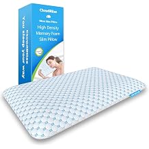 CloudBliss Thin Memory Foam Pillows, Reversible Design, 2.75", Standard | Neck Support, Breathable, Supportive, For Side, Back &amp; Stomach Sleeper Pillow, Machine Washable Cover, All-Season Comfort