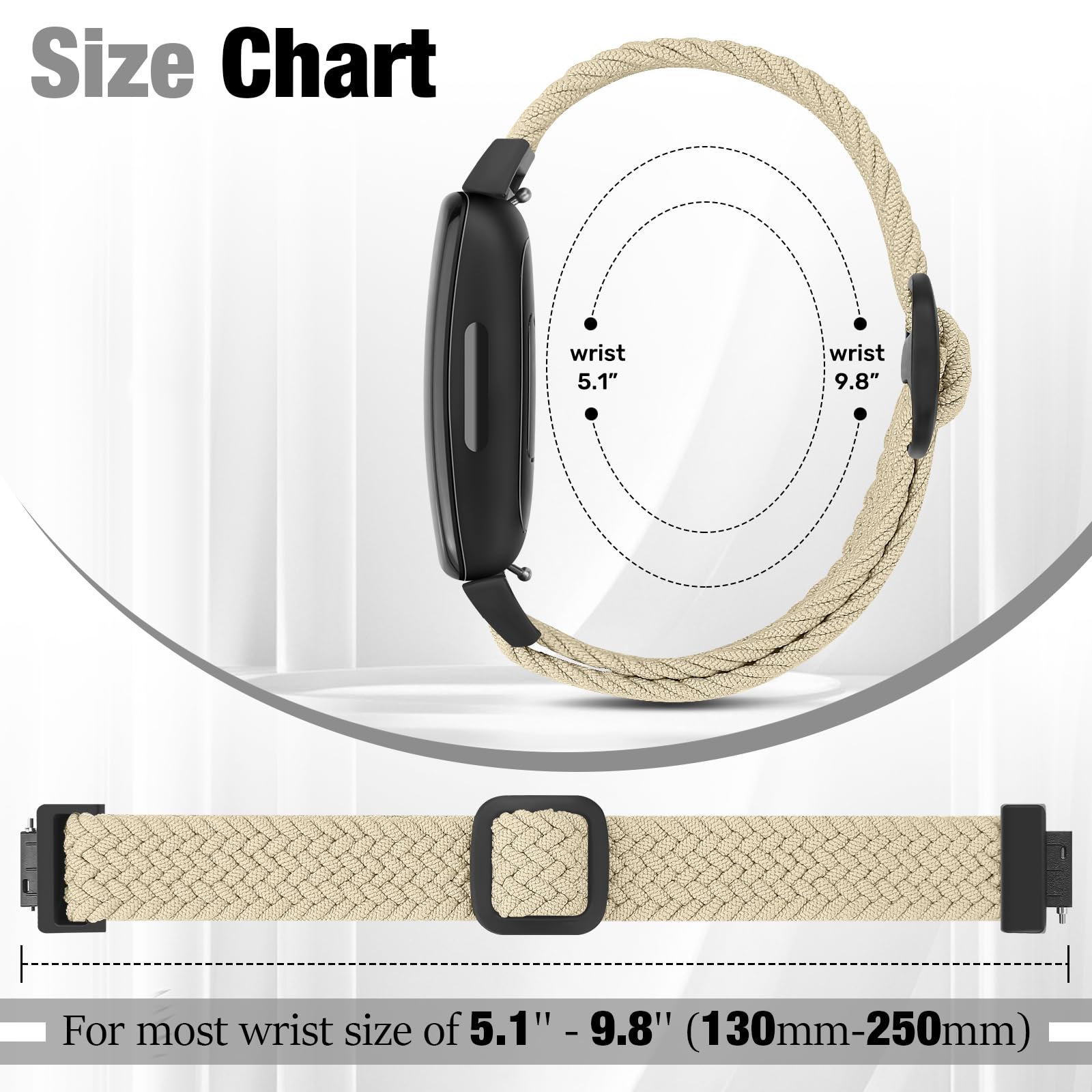 BTTNG 2 Pack Elastic Braided Straps Compatible with Fitbit Inspire 3/2/HR/Ace 3/2 Women/Men/Kids - Image 4