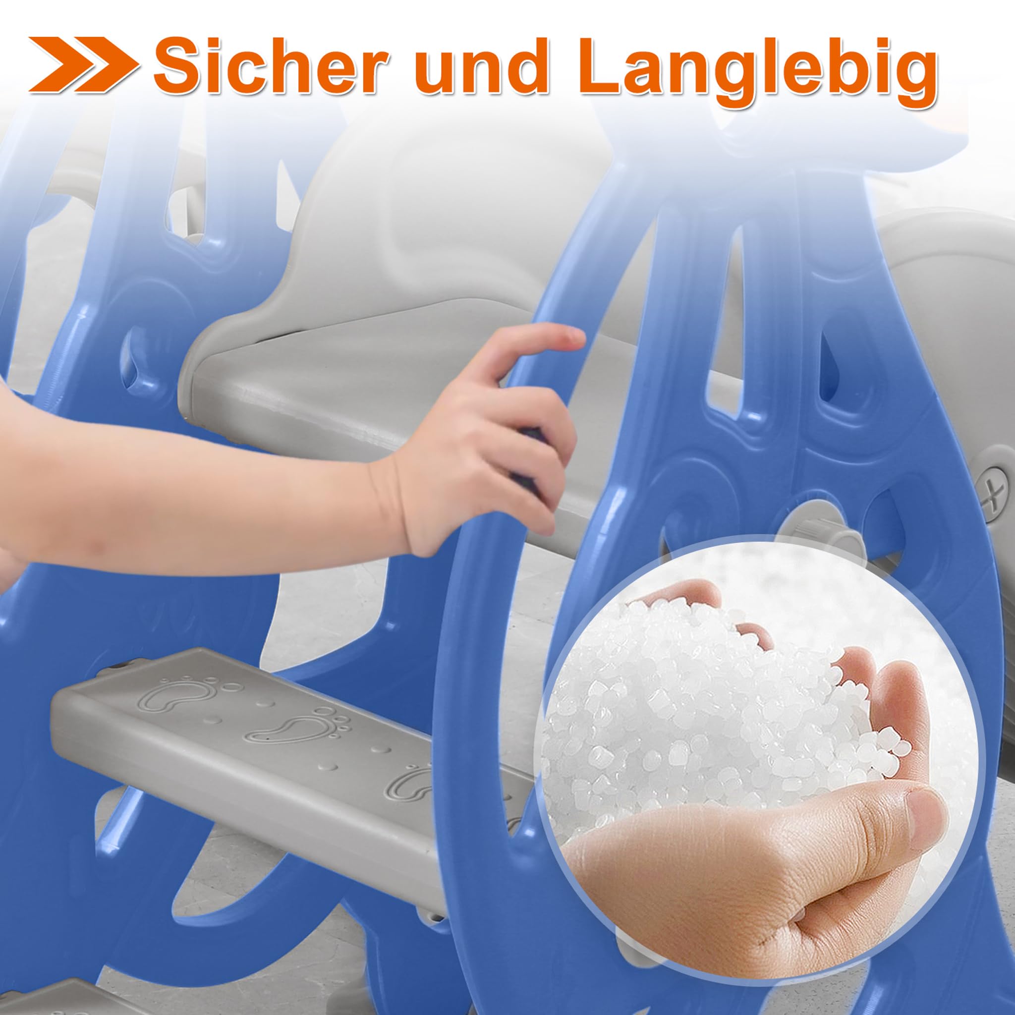Kinderrutsche für Outdoor & Indoor, 4 in 1 Kinder Spielplatz Rutsche mit Rutschauslauf, Schaukel, Basketballkorb und Leiter, Gartenrutsche Kleinkinderrutsche, Typ C