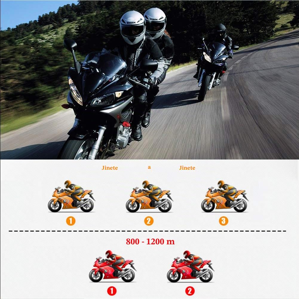 BT-S3 1000m Interfaz de Motocicleta Casco Auriculares Sistemas de comunicación en Tiempo Real Manos Libres Radio FM Intercomunicador Bluetooth Impermeable para 2 o 3 pasajeros(1 Pieza)