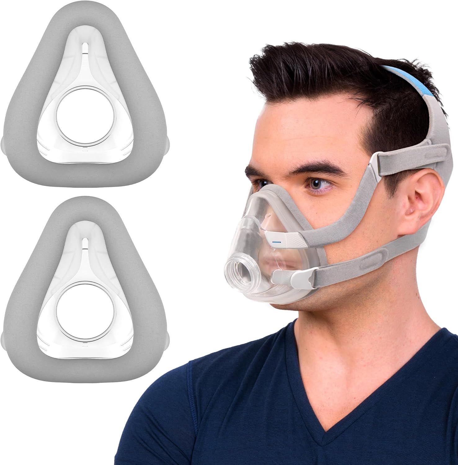 2 Packs Replacement Memory Foam Mask Cushion (L) for Airtouch F20, Comes with 2 Packs CPAP Mask Liners - F20 Full Face Masks Large - Optimized Comfort & Secure Seal with New Version Memory Foam (L) Inodorous (Pack of 2) Large