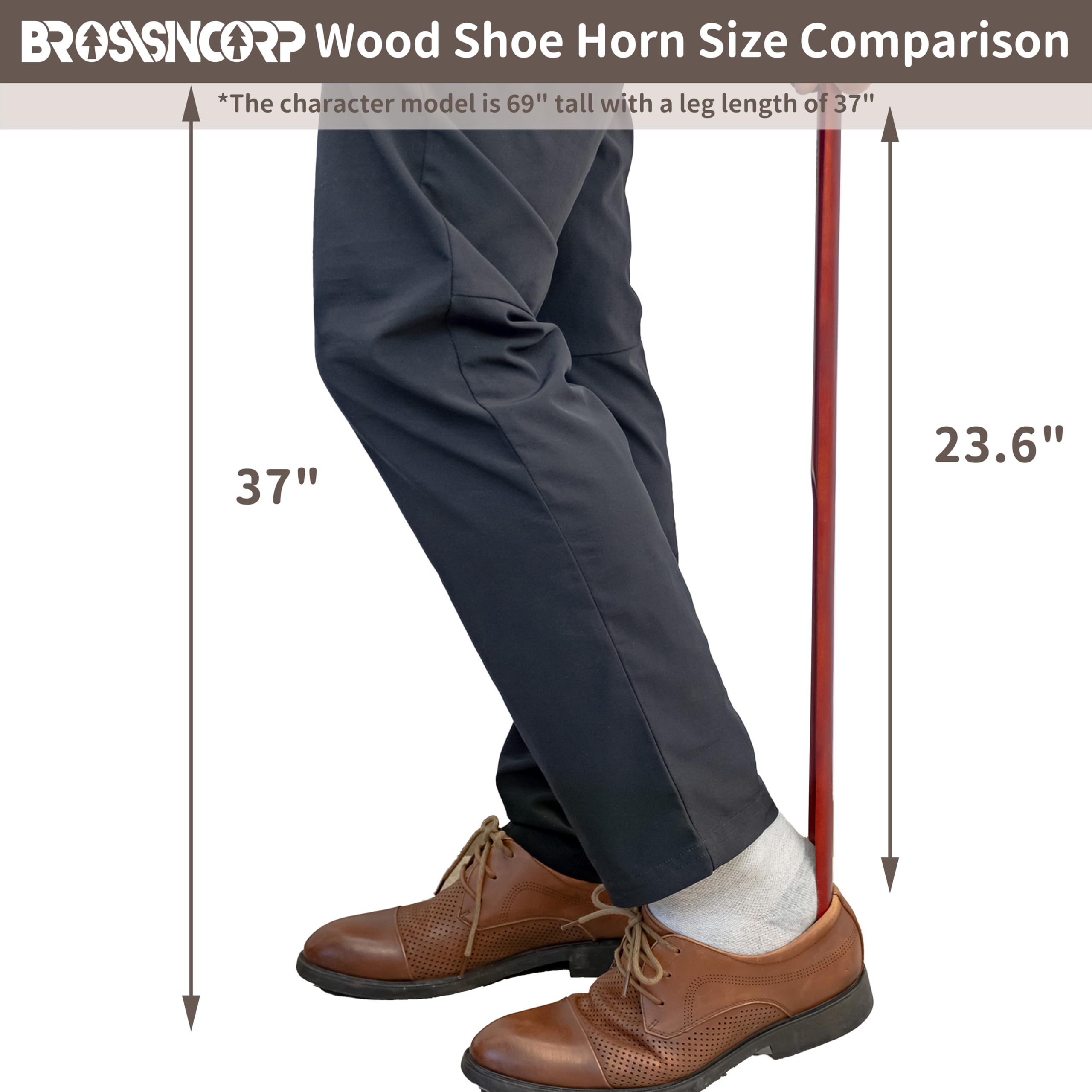 Brosisincorp Calzador de madera con mango largo para personas mayores, 23.6 pulgadas, fácil de llevar, para mujeres, niños, bebés, ancianos, anillos colgantes