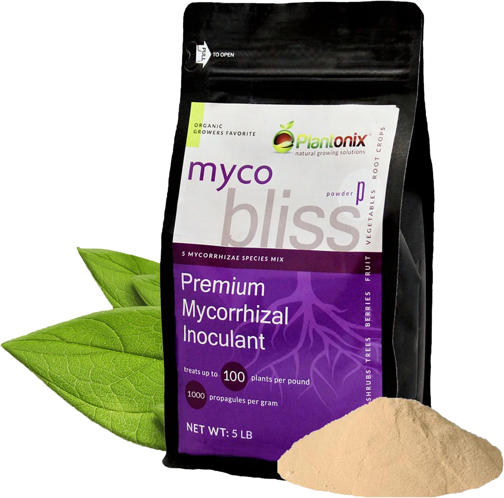 Myco Bliss Powder (5lbs) - Mycorrhizal Inoculant for Plants - 5 Superior Strains - Organic Mycorrhizae Root Enhancer - Increases Nutrient Absorption & Crop Yields