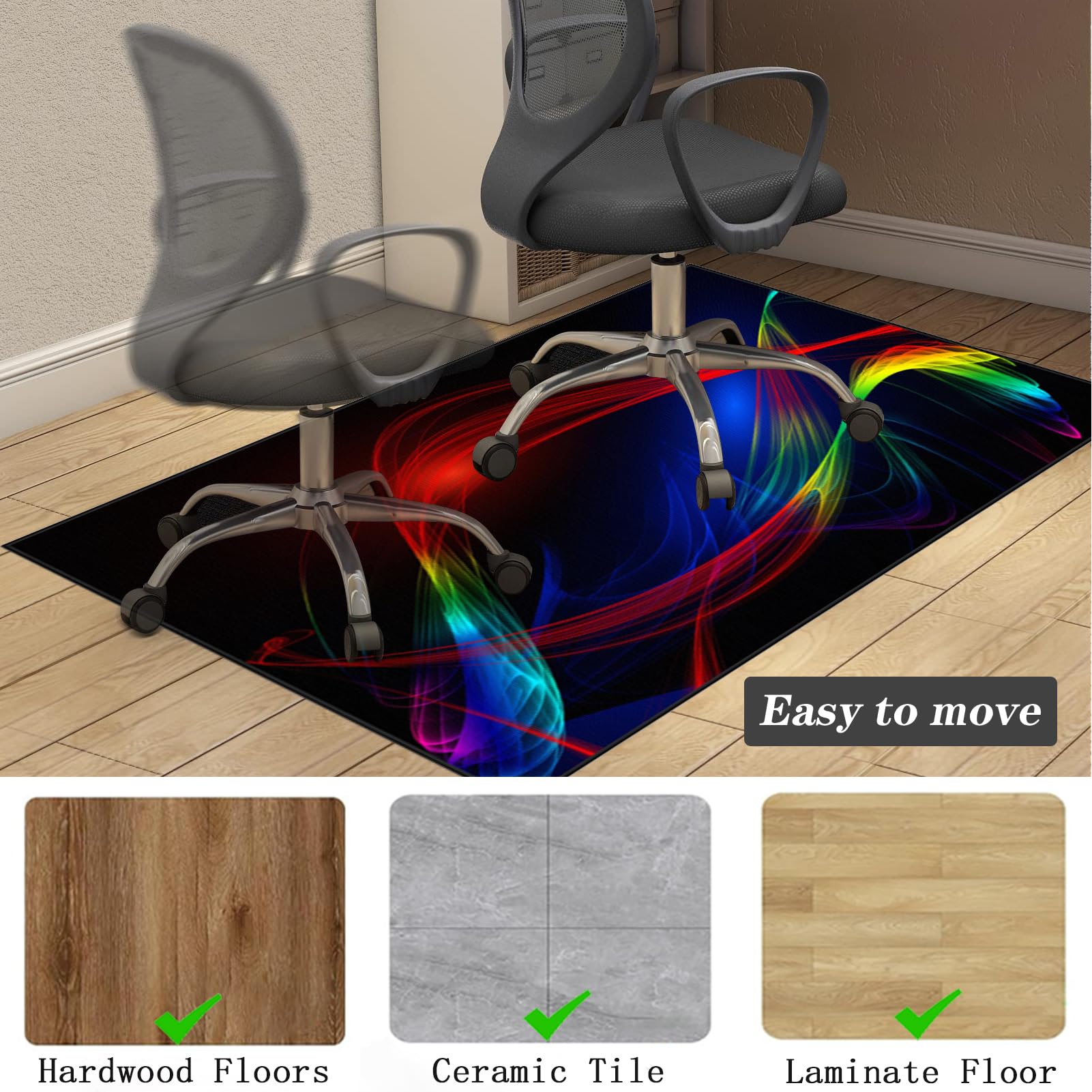 140 x 180 cm Tapis de Chaise Gaming Antidérapant Protège Le Sol, Tapis sol Bureau Gaming, Tapis Protecteur de Sol pour fauteuils de Gaming, Tapis de Sol pour Bureau Plancher de Bois, Tapis Fauteuil