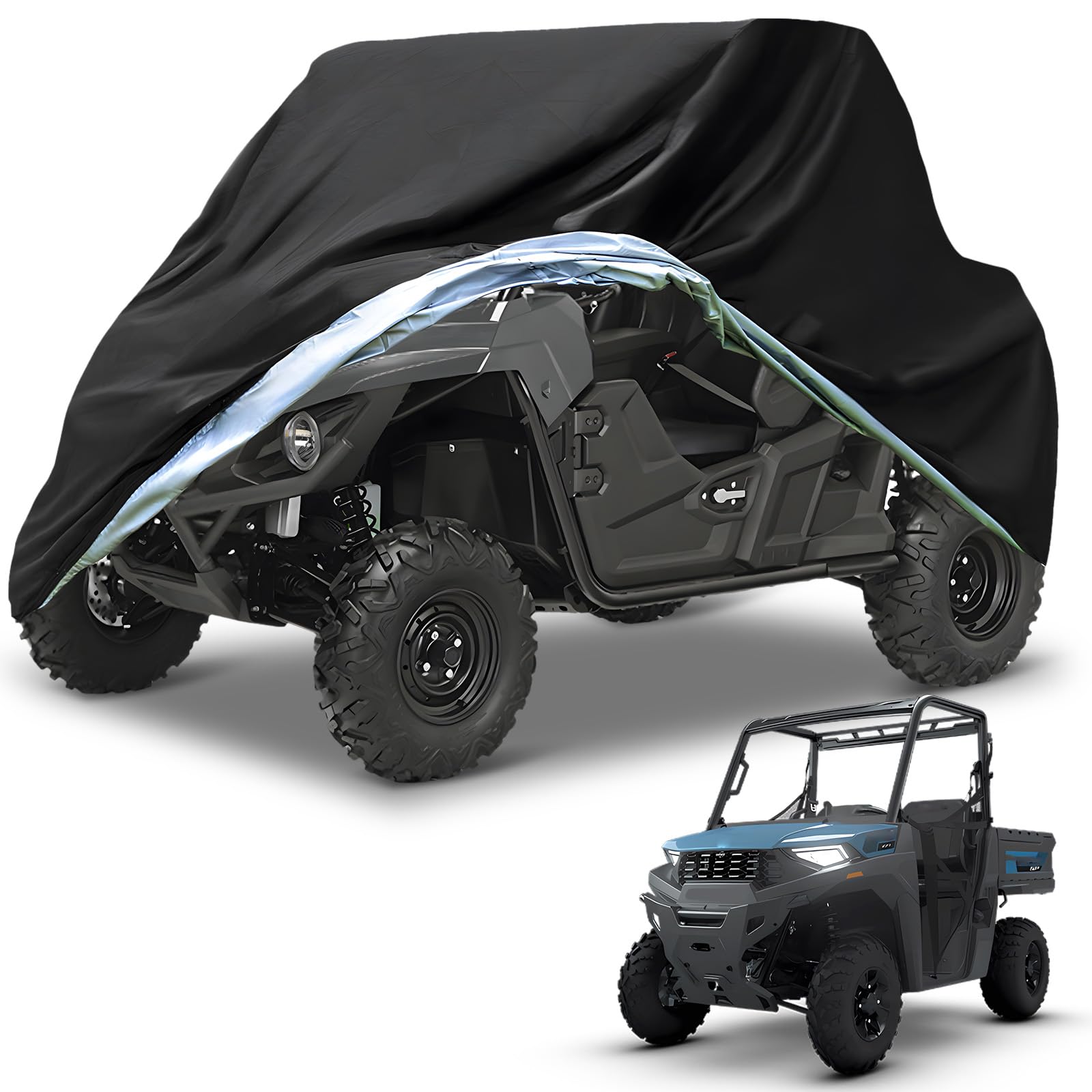 NEVERLAND UTV Covers Heavy Duty - Side by Side Cover Waterproof 300D Outdoor Storage Waterproof Black Compatible with Honda Pioneer Polaris Ranger Protection 114"x 65"x 73"