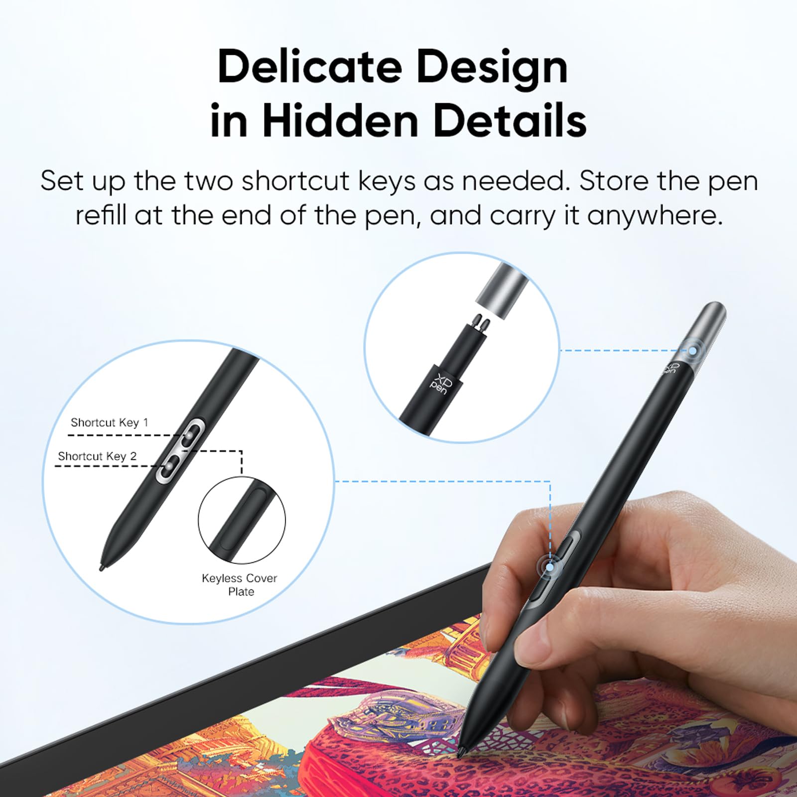 XPPen X3 Pro Slim Stylus con 2 tasti di scelta rapida, penna stilo senza batteria con livelli di pressione 16K per tablet grafica Aritst Pro 14/16/19/24 (Gen 2), Deco Pro (Gen 2) Series Graphics
