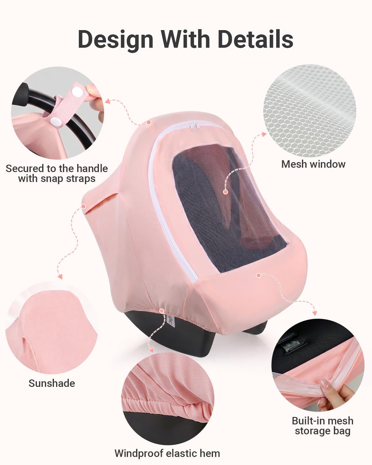 Metplus Funda de asiento de coche 2 en 1, funda multiusos para asiento de coche de bebé con parasol de privacidad, protege el asiento de seguridad de tu bebé con estilo, fundas para portabebés para