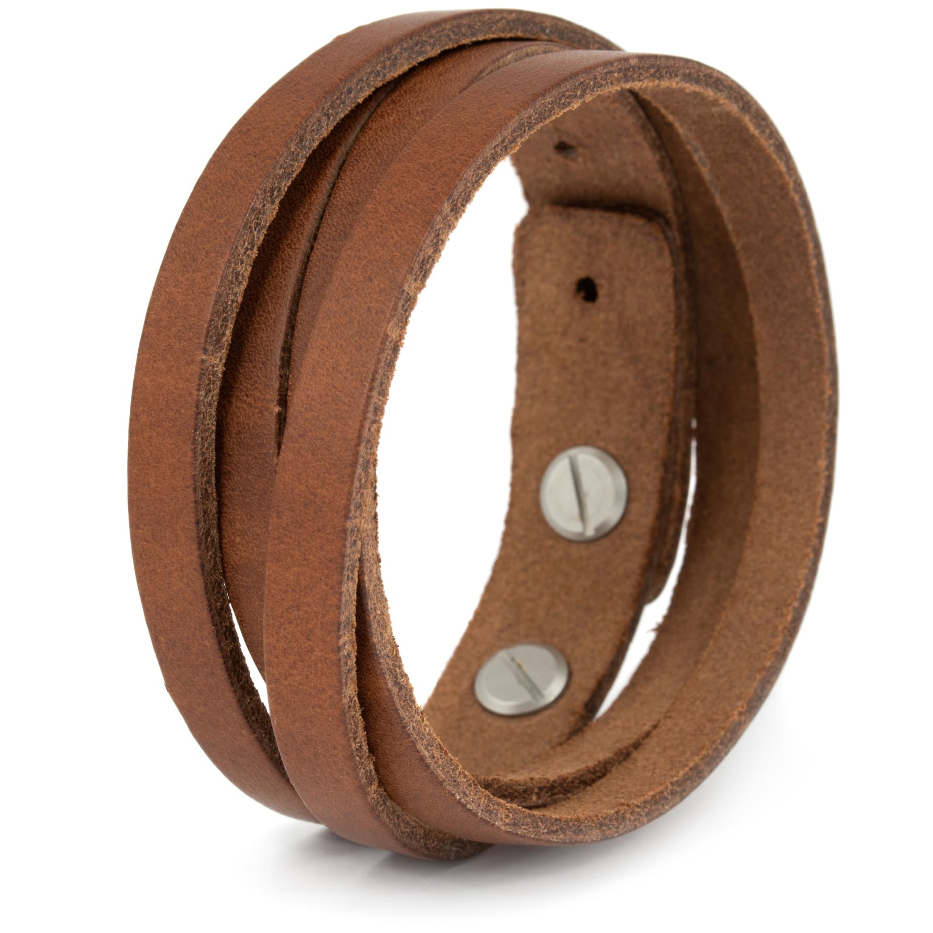 Simaru Brazalete de cuero ajustable con varias vueltas – Pulsera de piel artesanal para hombre – Joyas vintage artesanales – Fabricada en Europa – by