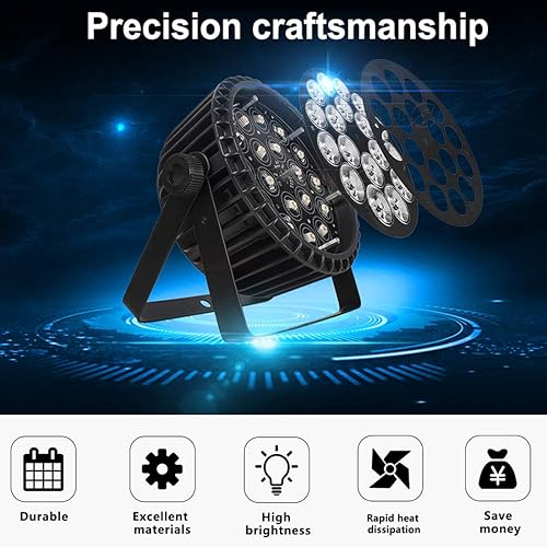 Vista 3 de SHEHDS Par Can - Luces LED de 18 x 12 W RGBW 4 en 1, efecto lavado/estroboscópico, DMX512 Uplights carcasa de aluminio, con luces de fiesta