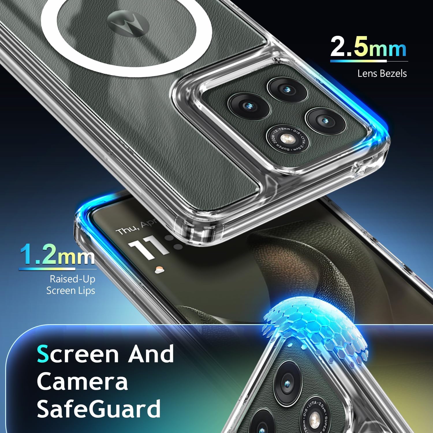 YZB Magnetic for Motorola Edge-2025 Case, Crystal Clear | Compatible with MagSafe | Slim Fit Lightweight, Military-Grade Protection, Yellowing Resistant, Scratch-Resistant Back - Image 6