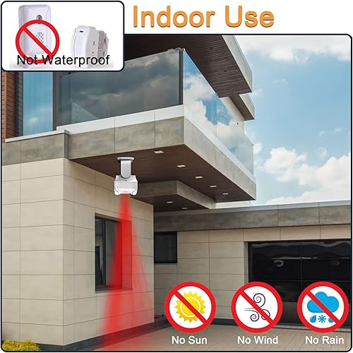 Miniatura 4 de Detector de sensor de movimiento PIR inalámbrico, timbre de bienvenida, timbre de seguridad, timbre para buzón de negocios, alerta de entrada de