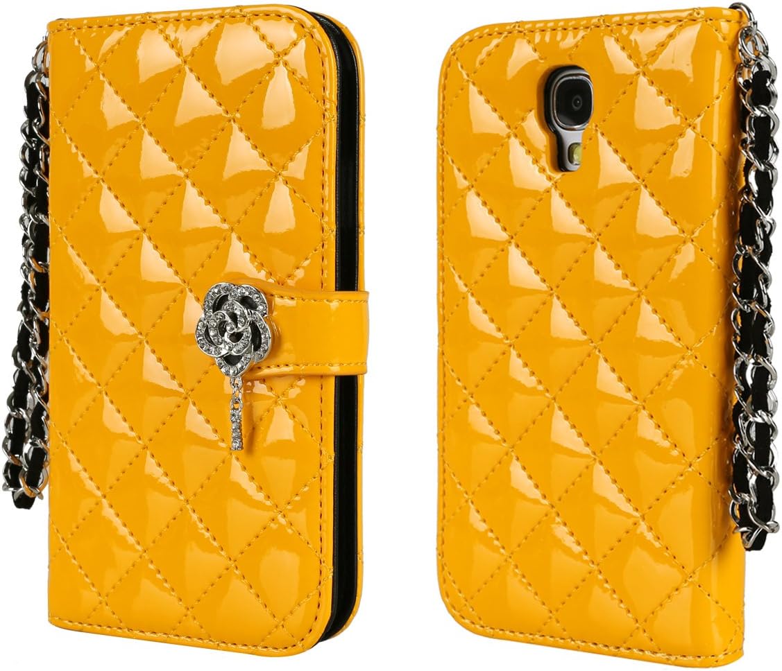 iHand Diamond Quilted Fashion Wallet Case for Samsung Galaxy S4 SIV S IV i9500 - Yellow
