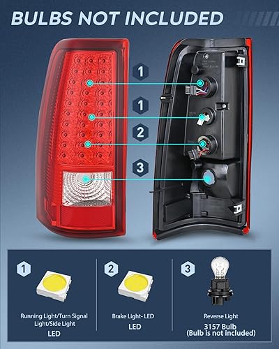 Vista 160 de Nilight Conjunto de luz trasera para Chevy Silverado 1500 1500HD 2500 2500 2500HD 3500 2007 Chevrolet Classic OE estilo pasajero lámpara trasera