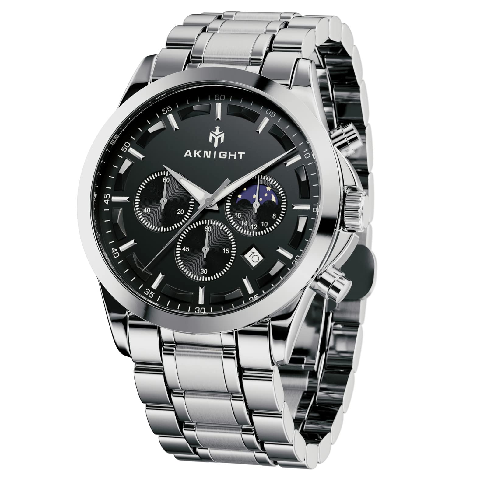 BY BENYAR BENYAR Moda Uomo Cronografo al quarzo Orologi in Acciaio inossidabile impermeabile Orologio da polso Sportivo Casual da uomo di Design Sportivo