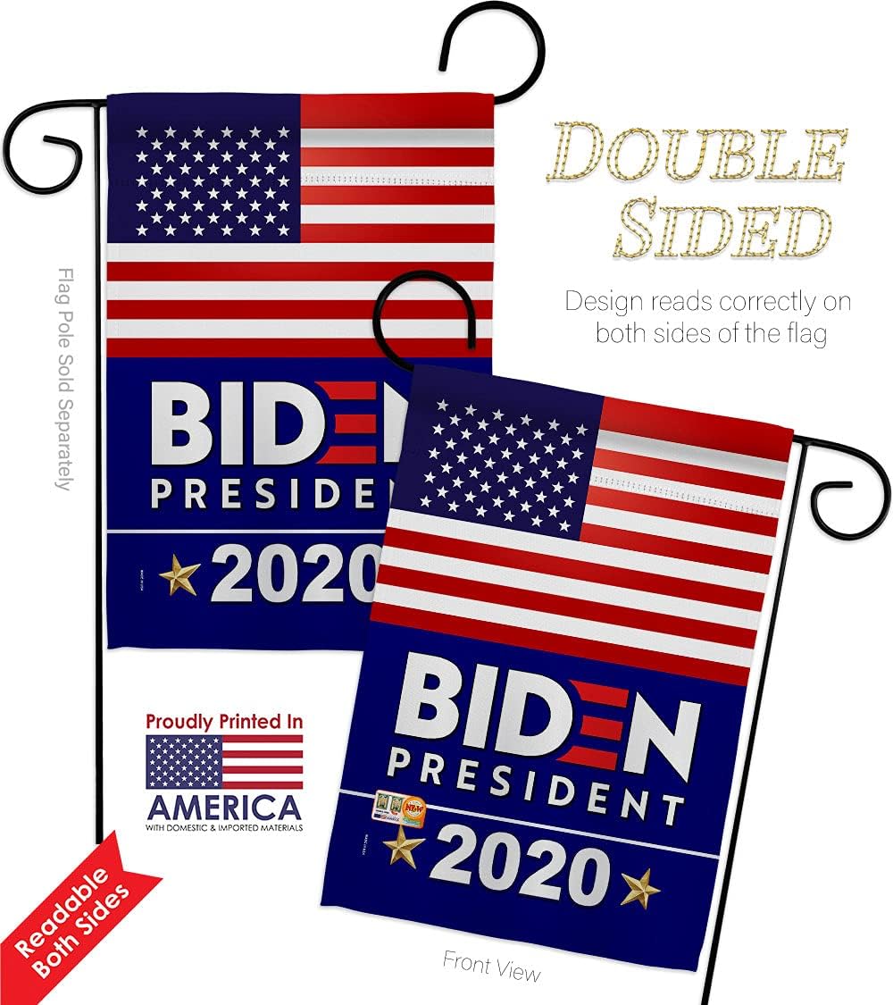2020 Biden Garden Flag Set Wall Holder Patriotic President Democrat Republican Tea Party United State American Election Small Decorative Gift Yard House Banner Double-Sided Made in USA 13 X 18.5