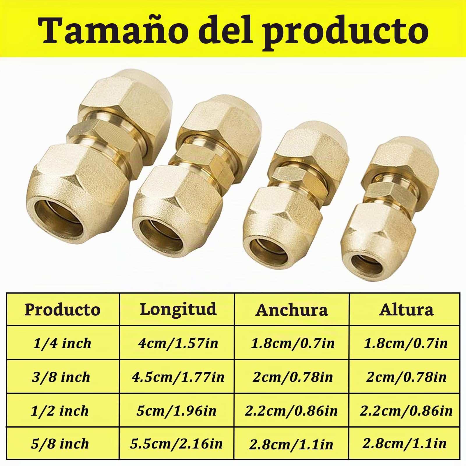 2 Piezas Boquilla Doble para Tubos de Cobre, Extensión de Tubo de Cobre para Aire Acondicionado de 1/2 Pulgadas, Con Nuez, Tuercas de Unión de Línea de Refrigerante(Oro)