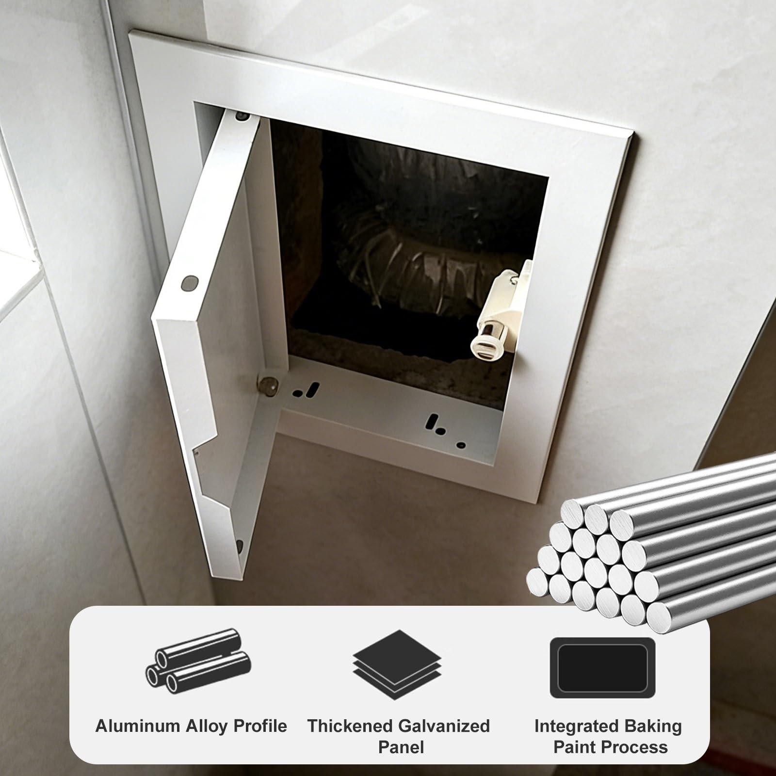 Trampilla Pladur Tapa de Acceso al Ático en el Techo, Trampilla Magnética de Inspección de Paneles de Yeso, Tapa de Acceso a Servicios con Marco de Aluminio para Techo/Pared