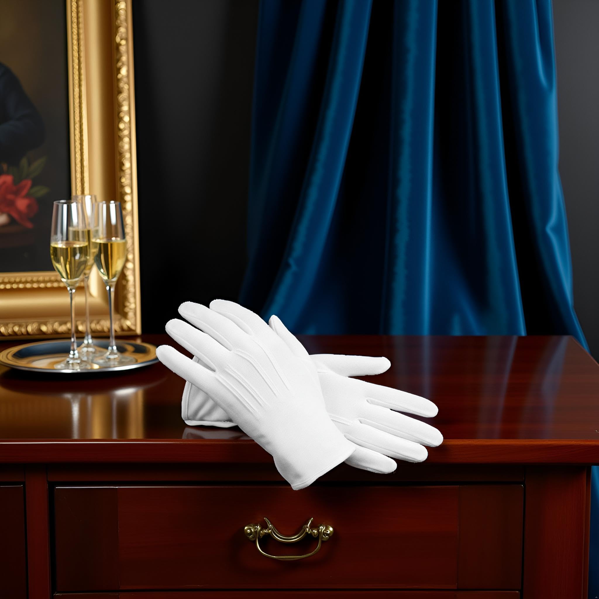 Ssmmam 2 Pcs White Uniform Gloves Formal Tuxedo for Cosplay Party Wedding Jewelry Check Police Server Funeral Honor Guard Parade - Image 2