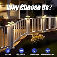 Vista 4 de APONUO Paquete de 12 luces solares para tapa de poste, luces LED impermeables para exteriores para valla de madera y postes de vinilo de 4 x 4, 5 x