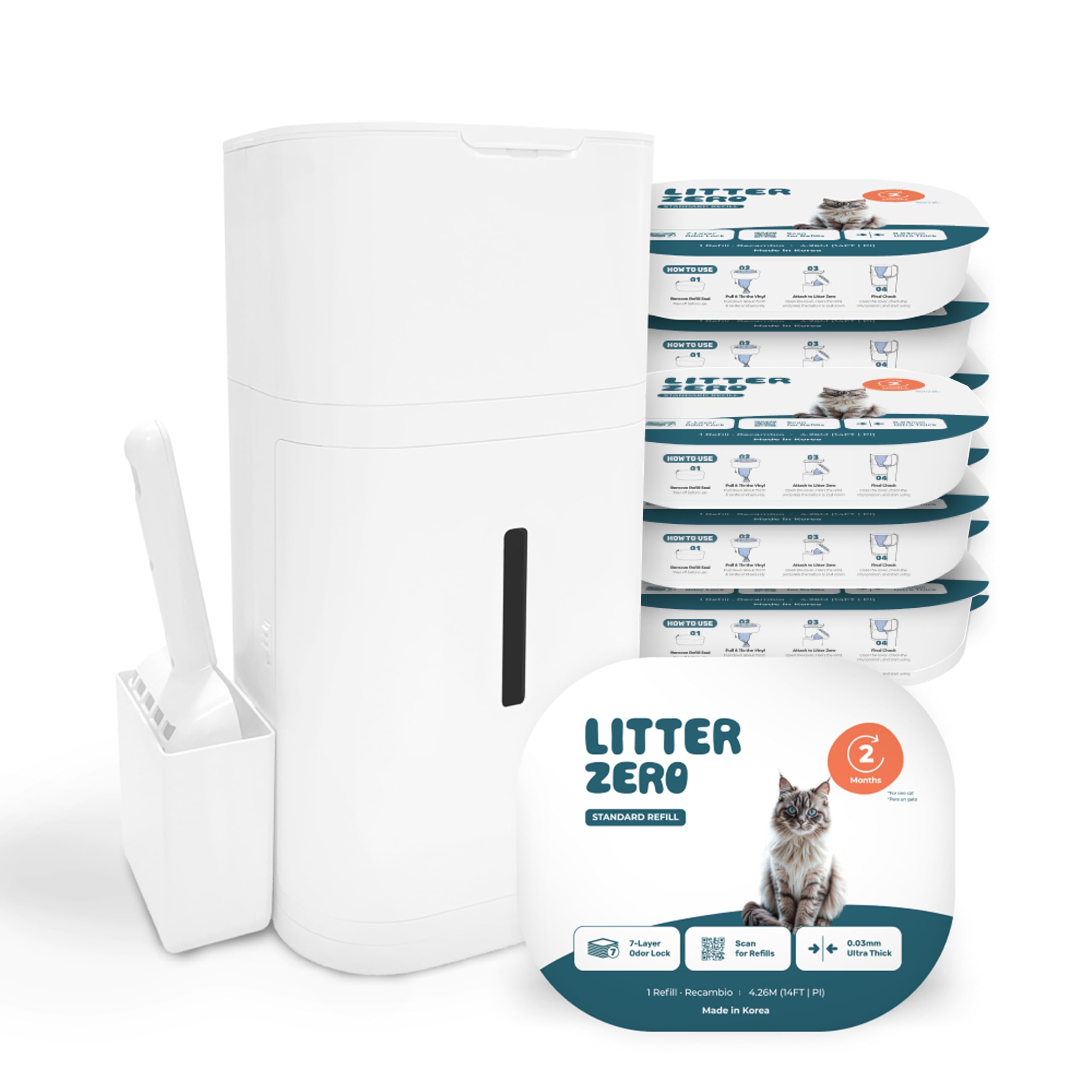 Litter Zero Base Set (Includes 1 Refill, Scoop) + 9 Additional Refill Pack