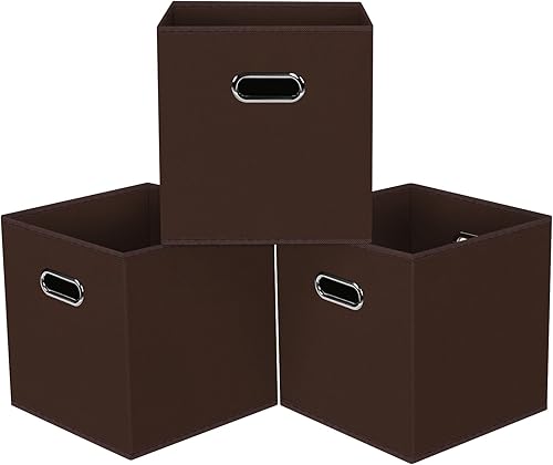 Vista 103 de Cubos de almacenamiento plegables negros, caja de almacenamiento de tela, cestas organizadoras con asas dobles para organizador del hogar