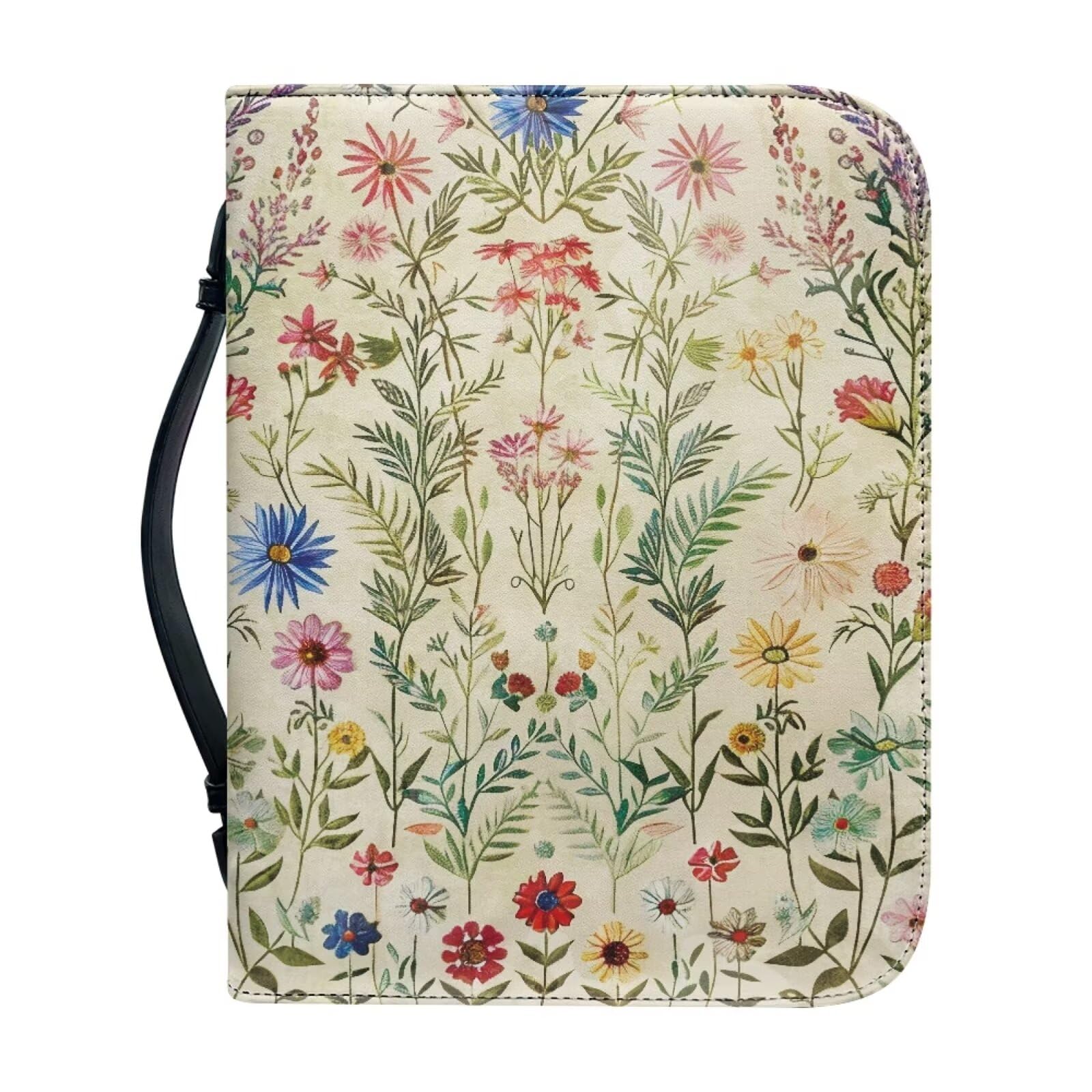 Ceudet Tropical Flowers and Lavender Bible Case Covers PU Leather Bible Carrying Holder Bag Bible Case for Women GirlsHoly Bible Bag,L